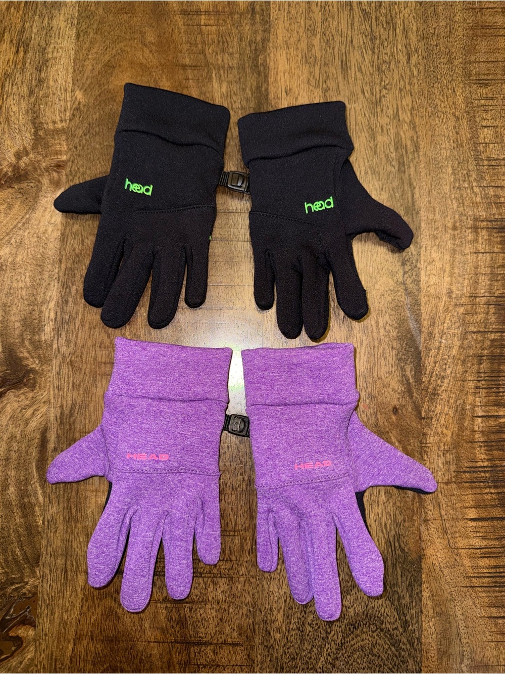 HEAD Kids Gloves Set - Black with Neon Green Logo & Purple with Pink Accents